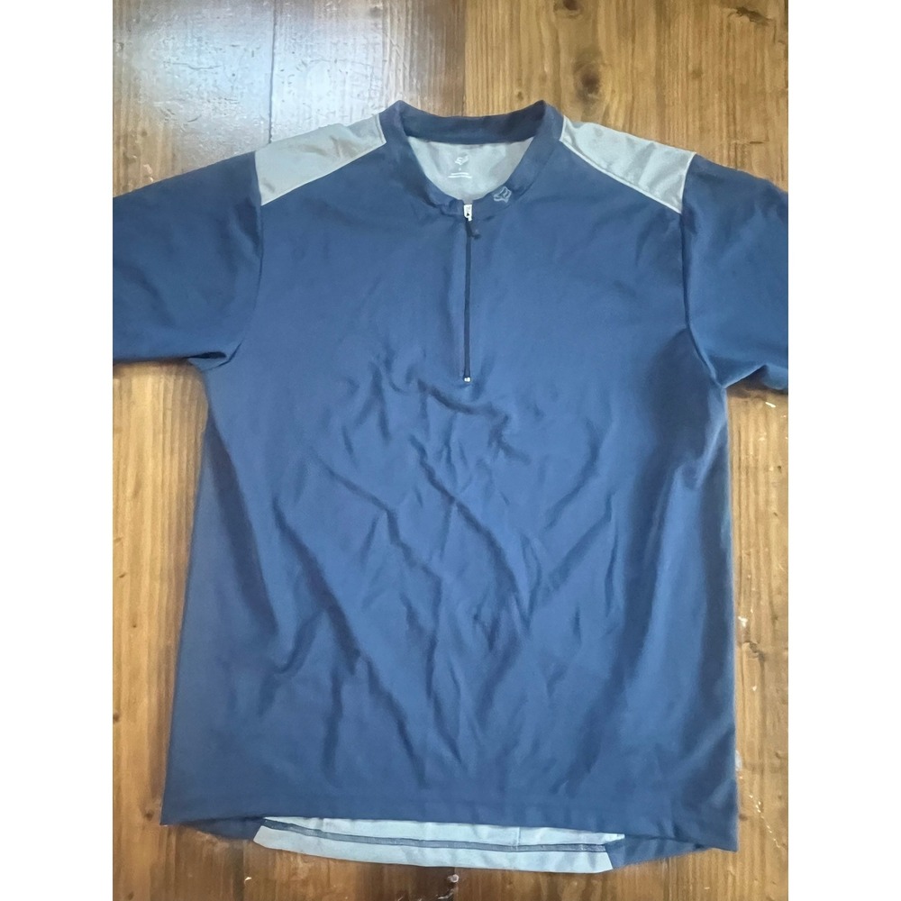 Fox Racing Mens Cycling Jersey Blue Grey Quarter Zip Back Pocket Size Large